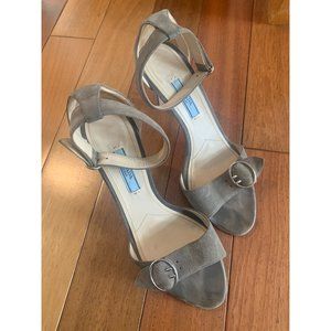 Prada Grey Suede Heeled Sandals